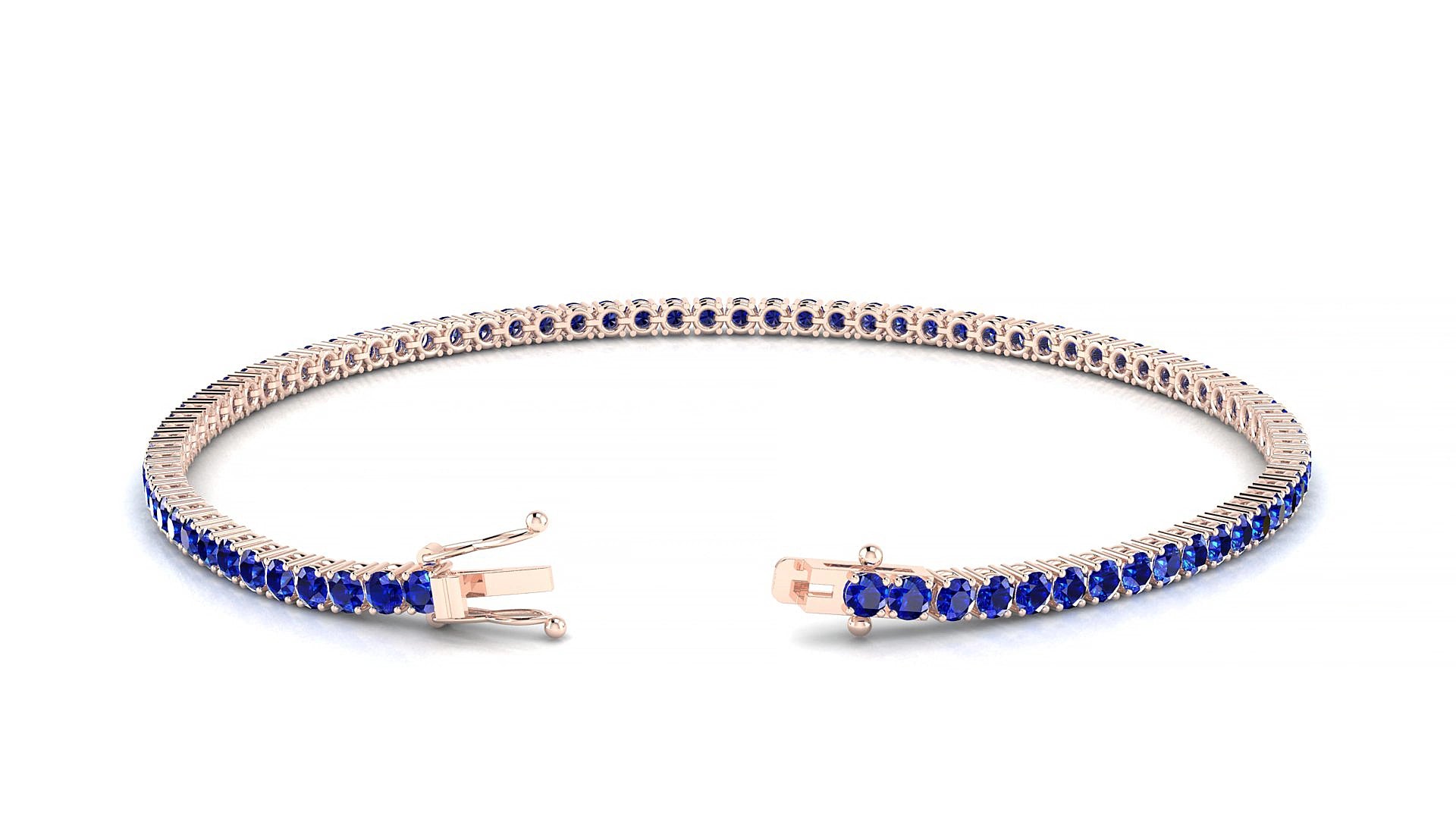 Capri | 18k Rose Gold 2 mm Round Natural Sapphire 15 cm Tennis Bracelet