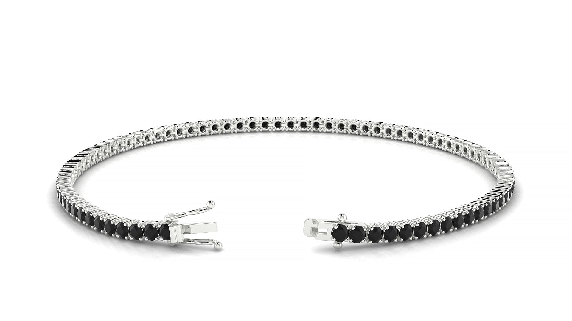 Capri | 18k White Gold 2 mm Round Natural Black Diamond Tennis Bracelet