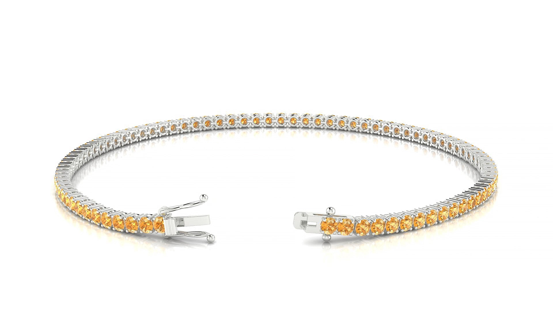 Capri | 18k White Gold 2 mm Round Natural Citrine 18 cm Tennis Bracelet