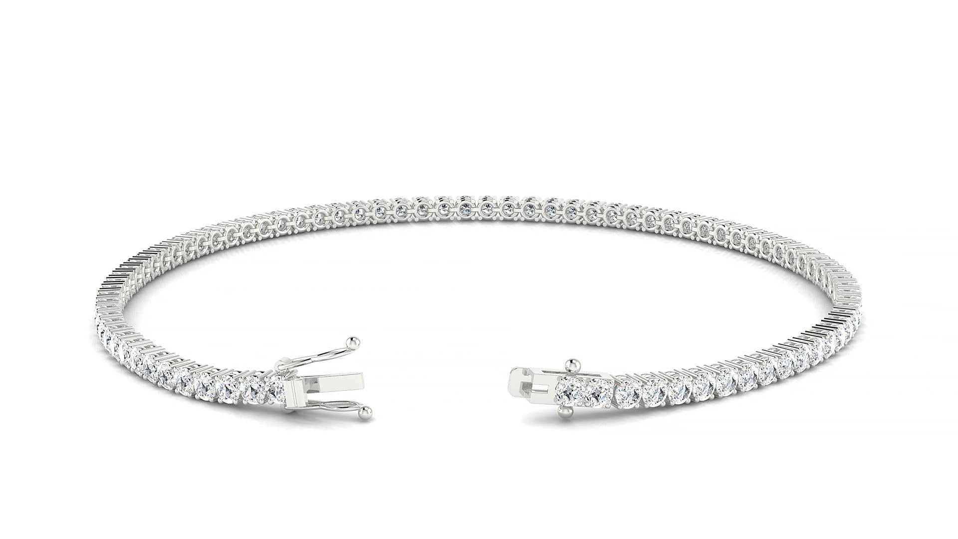 Capri | 18k White Gold 2 mm Round Natural Diamond 15 cm Tennis Bracelet