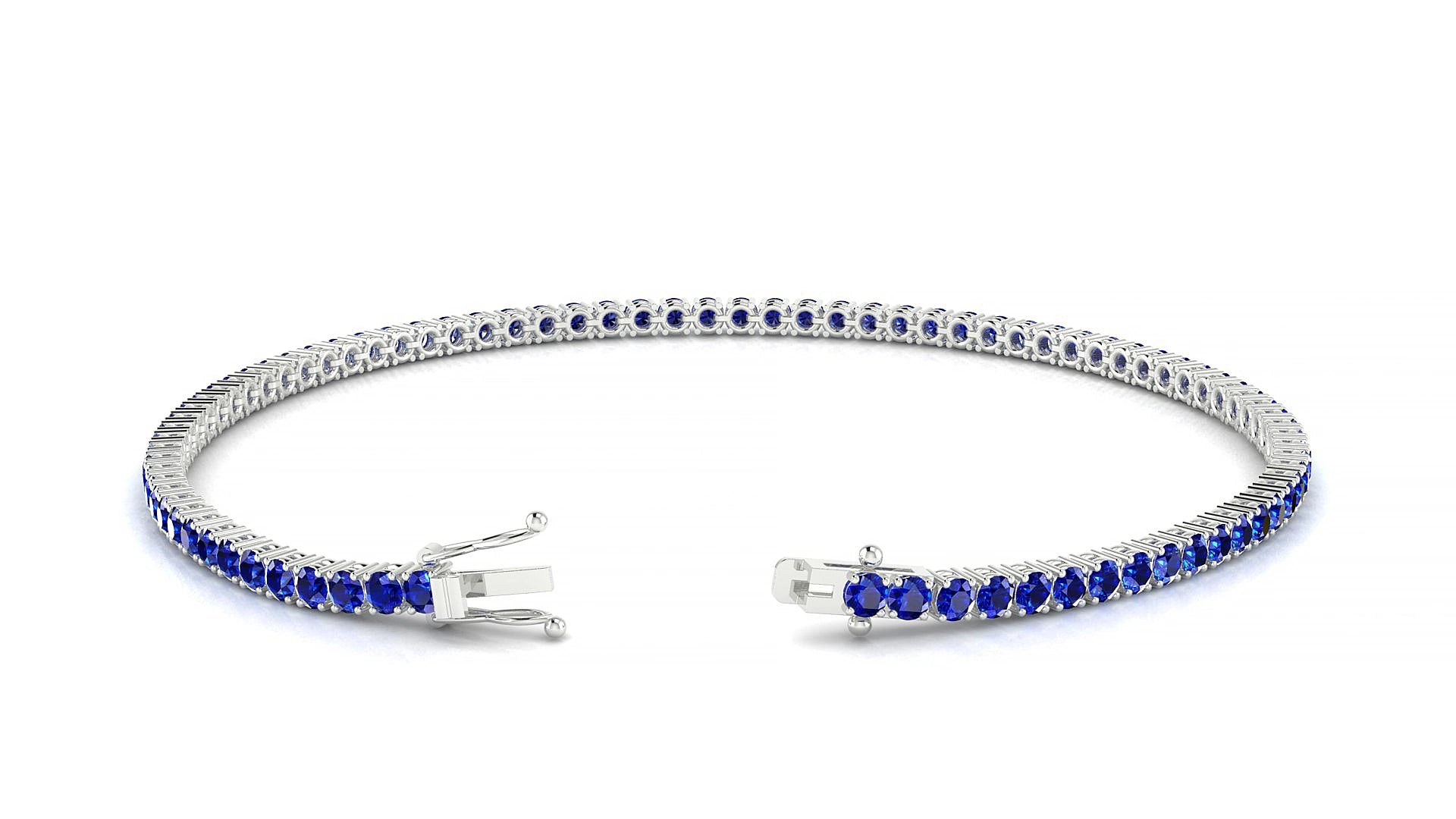 Capri | 18k White Gold 2 mm Round Natural Sapphire 15 cm Tennis Bracelet