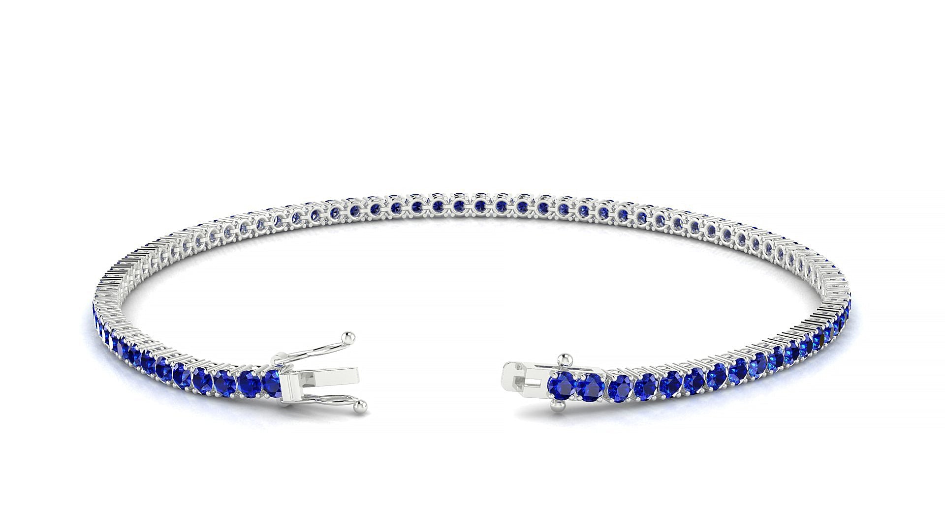 Capri | 18k White Gold 2 mm Round Natural Sapphire Tennis Bracelet