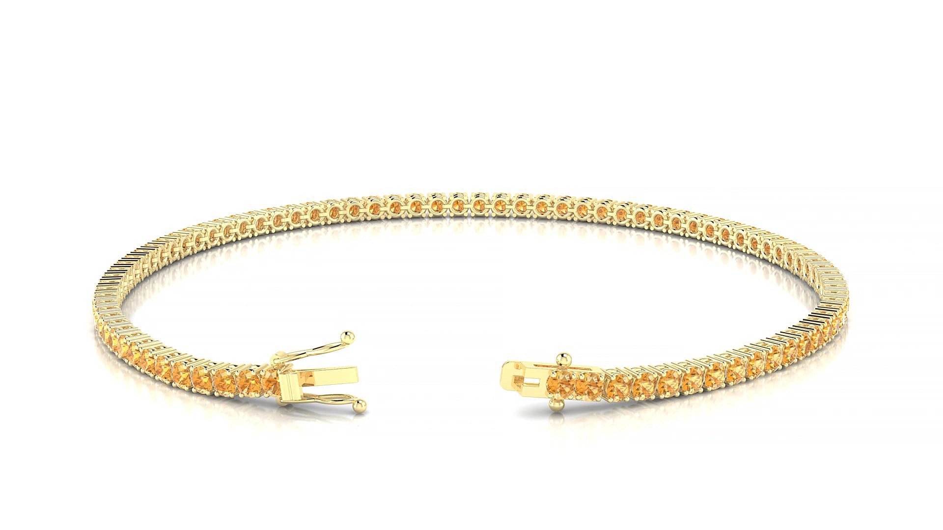 Capri | 18k Yellow Gold 2 mm Round Natural Citrine 18 cm Tennis Bracelet