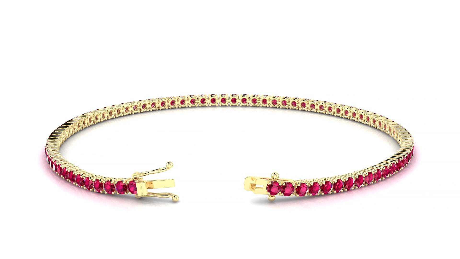 Capri | 18k Yellow Gold 2 mm Round Natural Ruby 19 cm Tennis Bracelet
