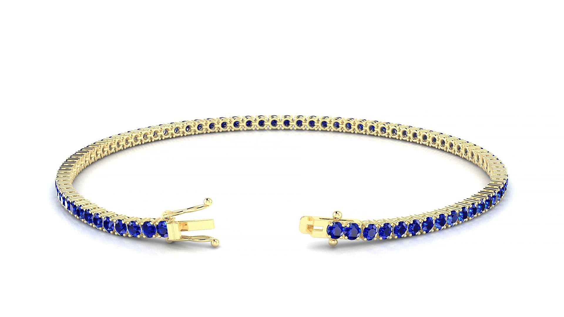 Capri | 18k Yellow Gold 2 mm Round Natural Sapphire 16 cm Tennis Bracelet