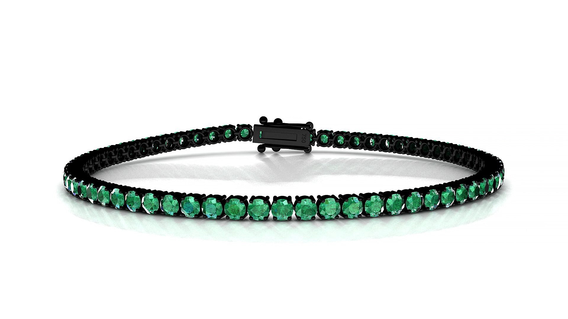 Capri | 18k Black Gold 2.5 mm Round Natural Emerald 20 cm Tennis Bracelet