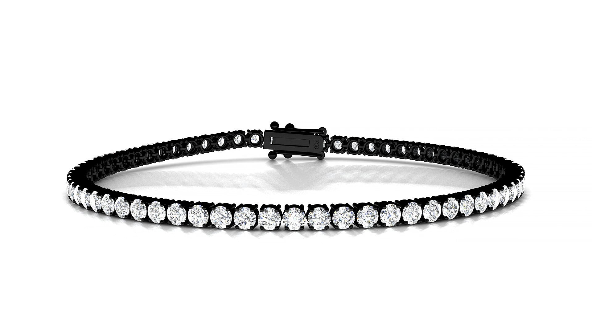 Capri | 18k Black Gold 2.5 mm Round Lab-Grown Diamond 18 cm Tennis Bracelet