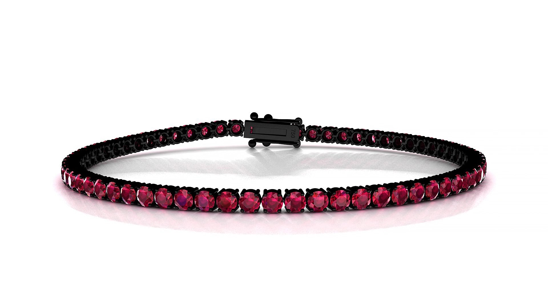 Capri | 18k Black Gold 2.5 mm Round Natural Ruby 18 cm Tennis Bracelet