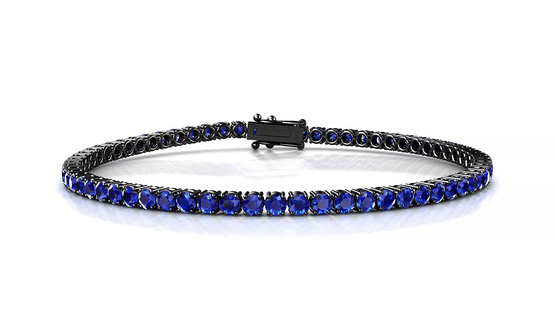Capri | 18k Black Gold 2.5 mm Round Natural Sapphire Tennis Bracelet