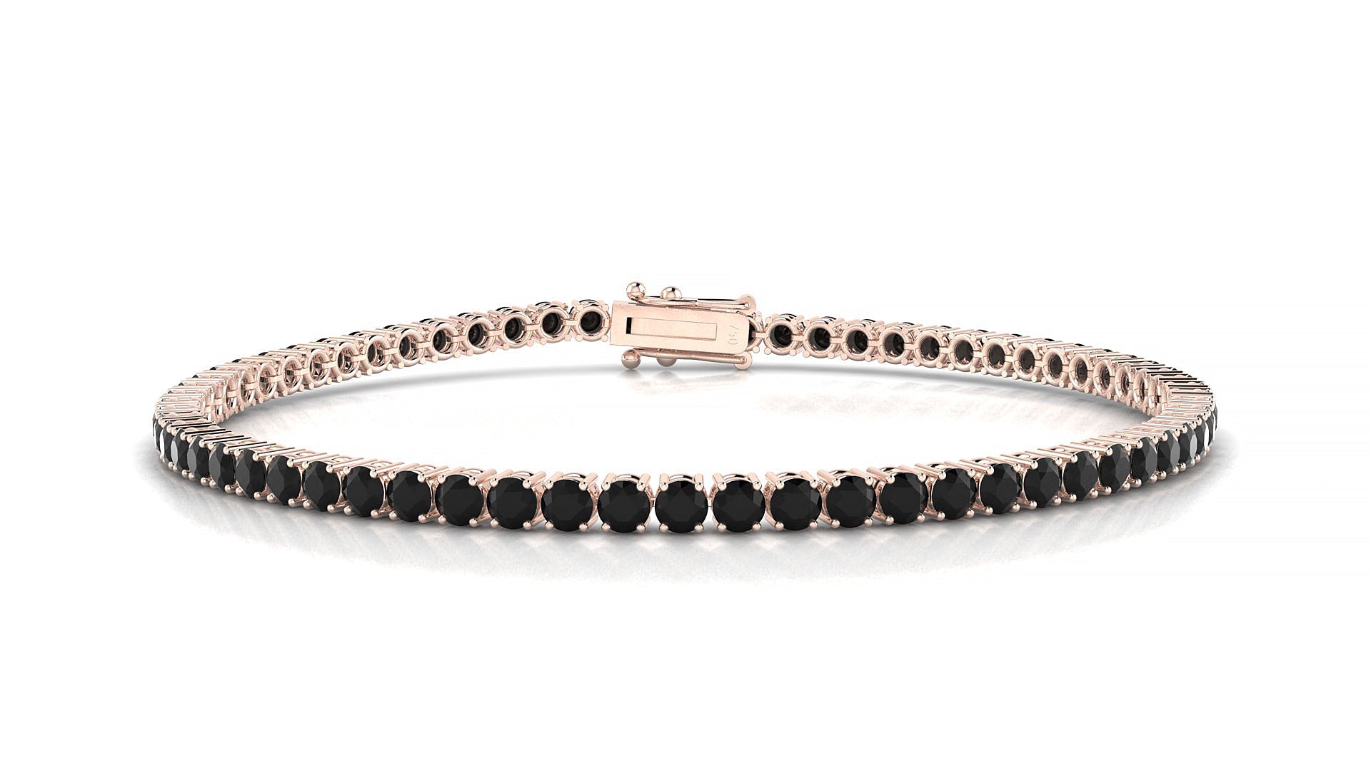 Capri | 18k Rose Gold 2.5 mm Round Natural Black Diamond Tennis Bracelet