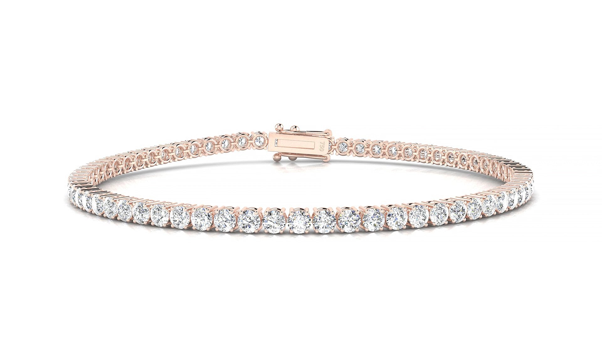 Capri | 18k Rose Gold 2.5 mm Round Natural Diamond 20 cm Tennis Bracelet