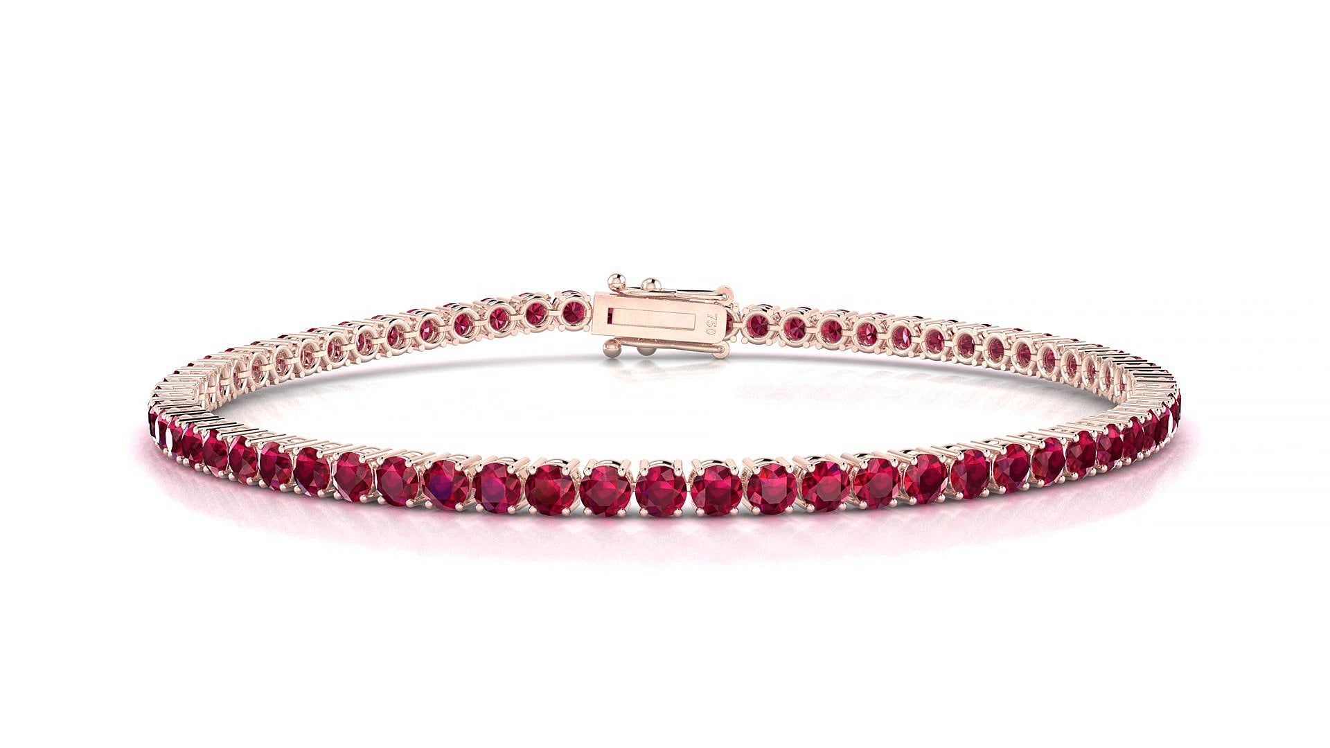 Capri | 18k Rose Gold 2.5 mm Round Natural Ruby 15 cm Tennis Bracelet