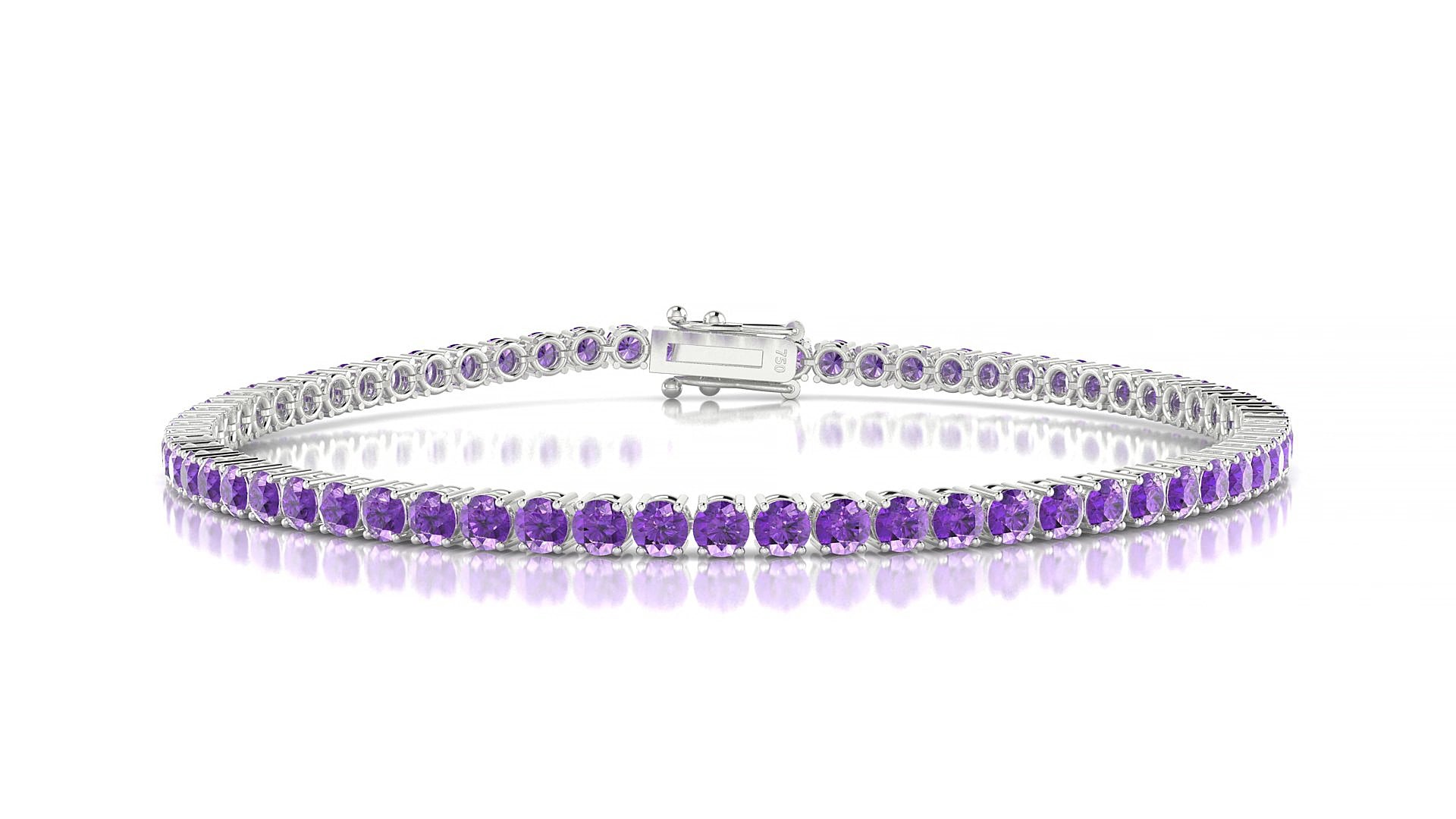 Capri | 18k White Gold 2.5 mm Round Natural Amethyst 17 cm Tennis Bracelet