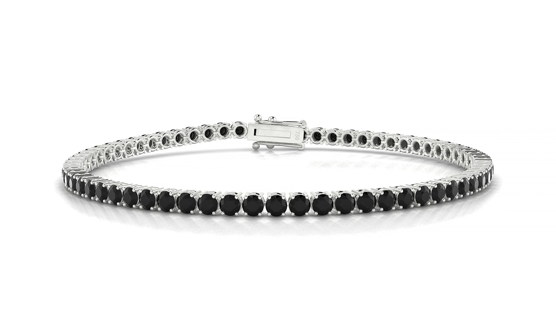 Capri | 18k White Gold 2.5 mm Round Natural Black Diamond 15 cm Tennis Bracelet