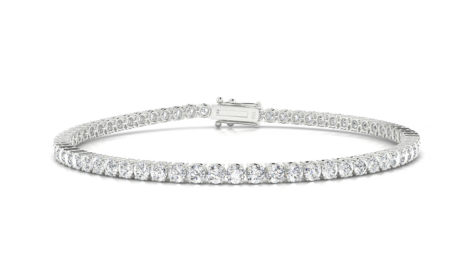 Capri | 18k White Gold 2.5 mm Round Natural Diamond 15 cm Tennis Bracelet