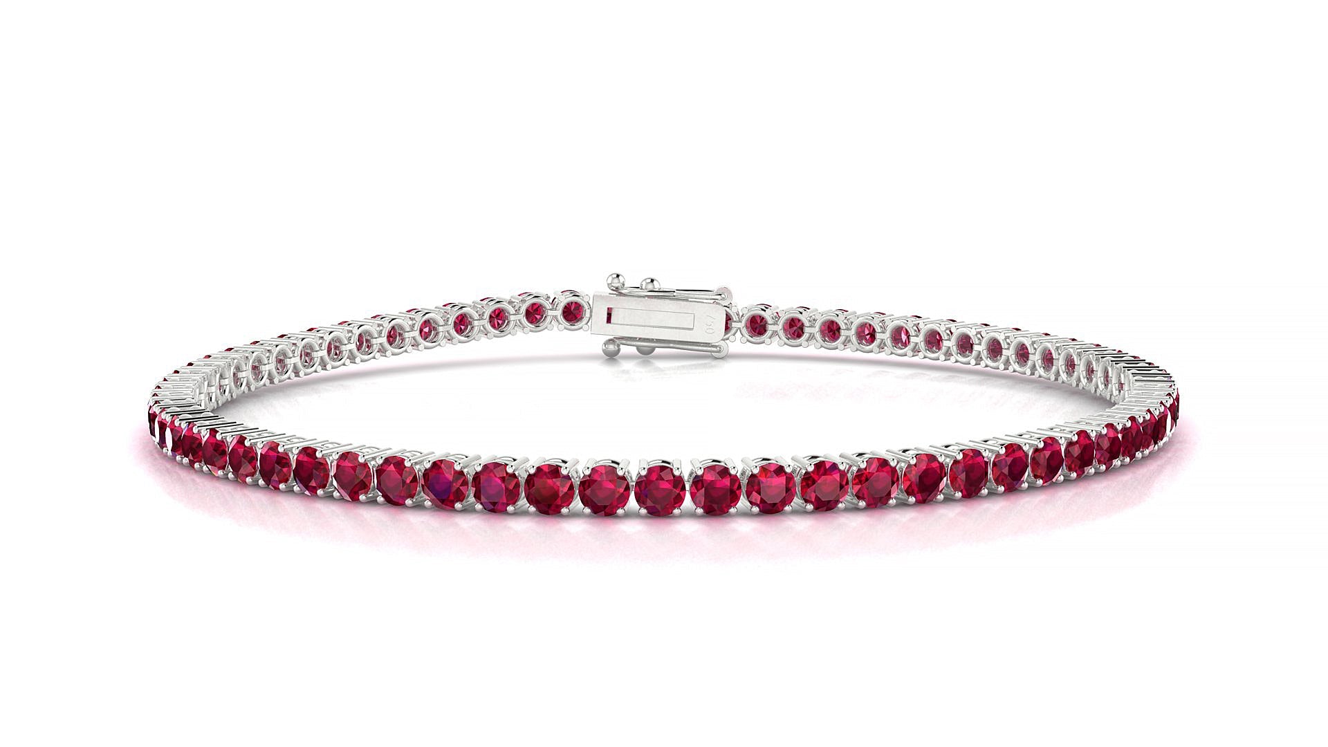 Capri | 18k White Gold 2.5 mm Round Natural Ruby Tennis Bracelet