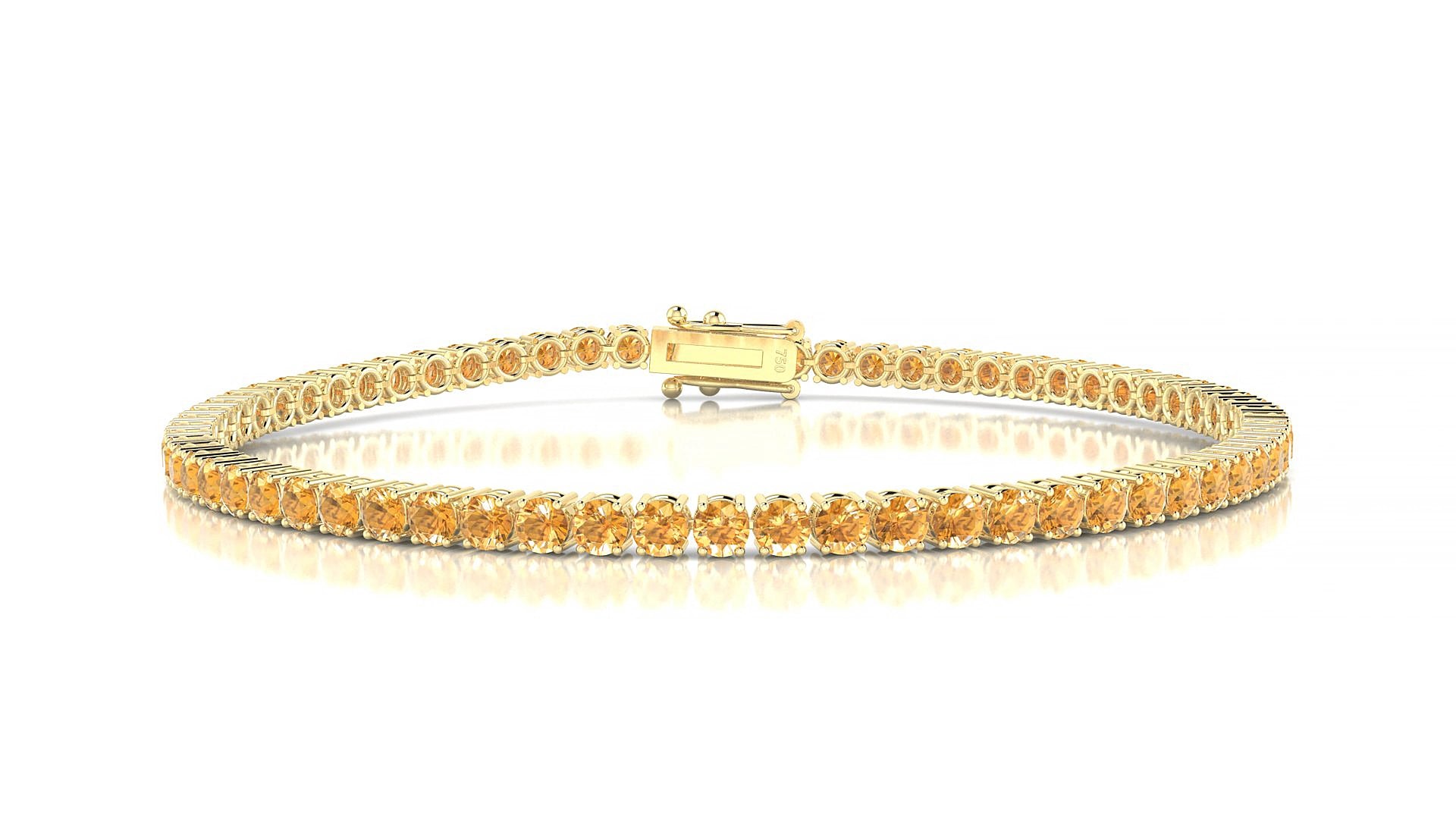 Capri | 18k Yellow Gold 2.5 mm Round Natural Citrine 15 cm Tennis Bracelet
