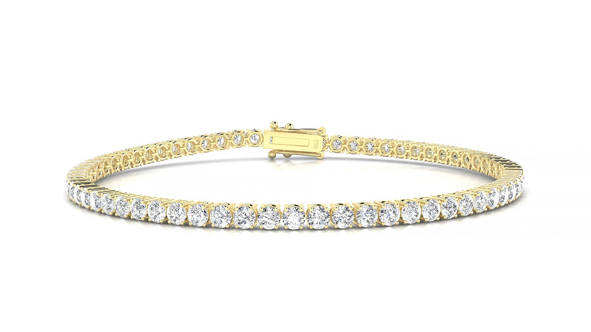 Capri | 18k Yellow Gold 2.5 mm Round Lab-Grown Diamond 19 cm Tennis Bracelet