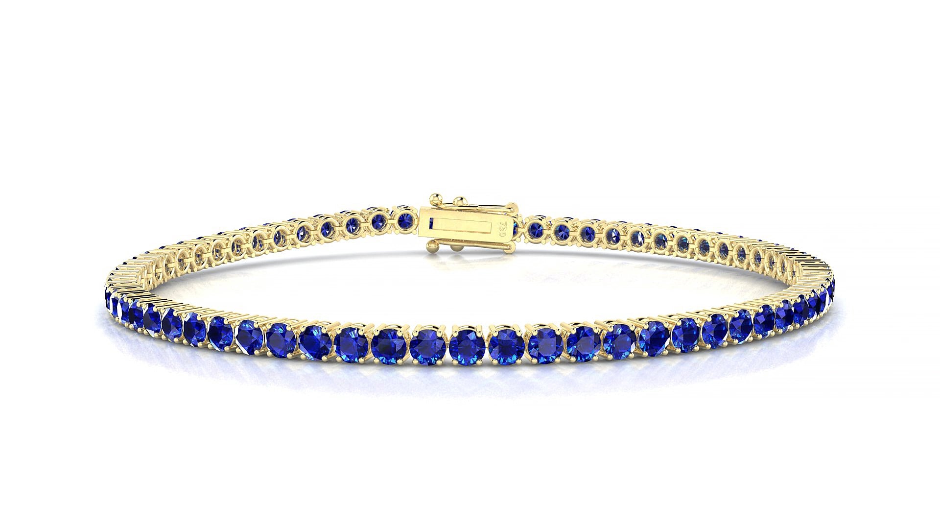 Capri | 18k Yellow Gold 2.5 mm Round Natural Sapphire 18 cm Tennis Bracelet