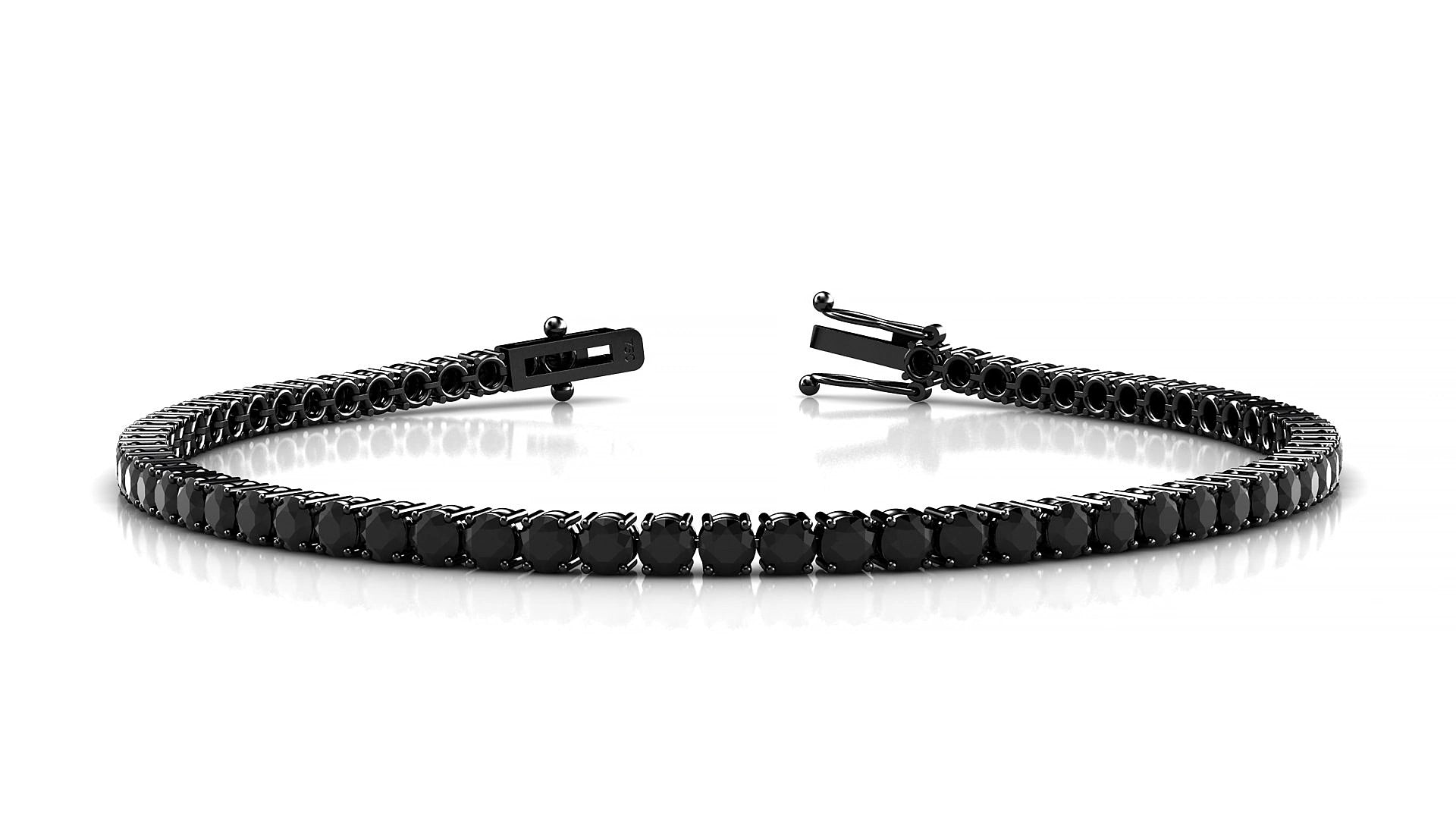 Capri | 18k Black Gold 2.5 mm Round Natural Black Diamond 19 cm Tennis Bracelet