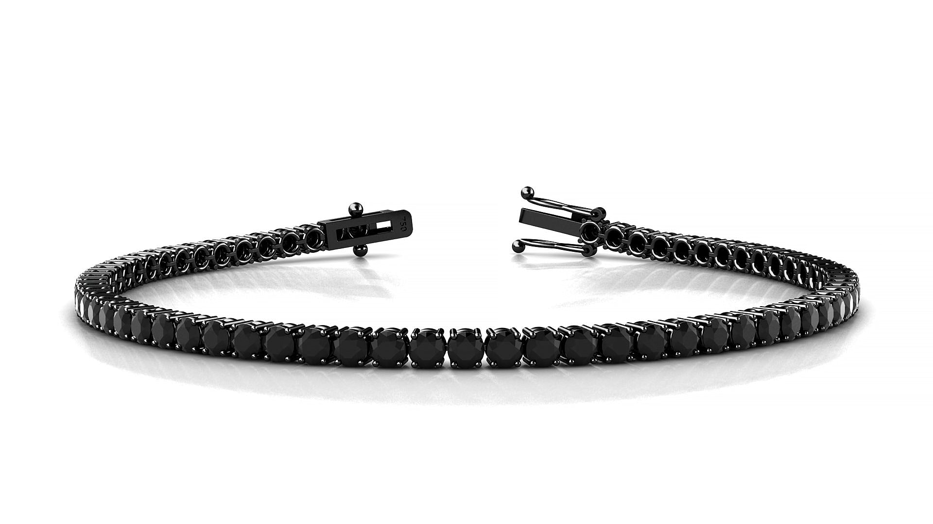 Capri | 18k Black Gold 2.5 mm Round Natural Black Diamond Tennis Bracelet