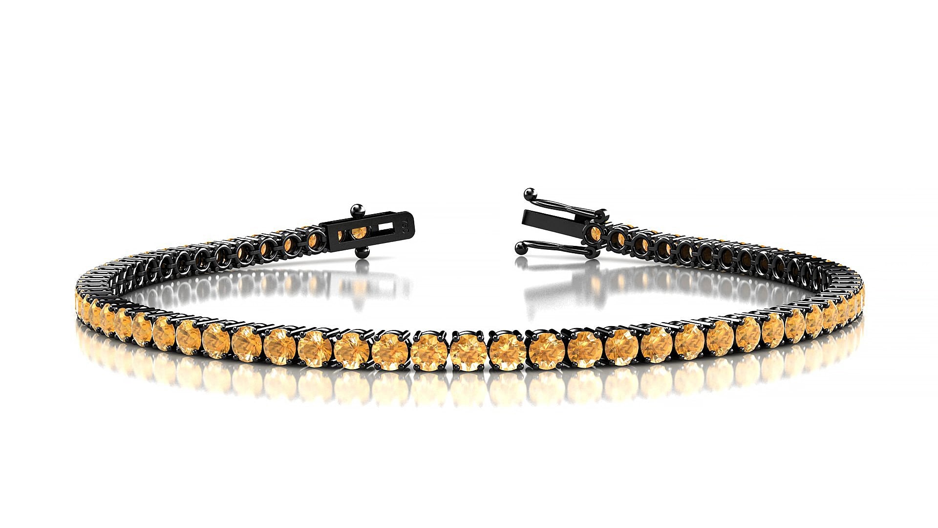 Capri | 18k Black Gold 2.5 mm Round Natural Citrine 15 cm Tennis Bracelet