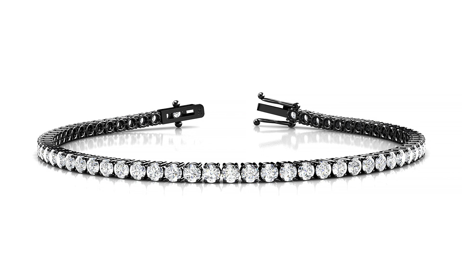 Capri | 18k Black Gold 2.5 mm Round Natural Diamond 15 cm Tennis Bracelet