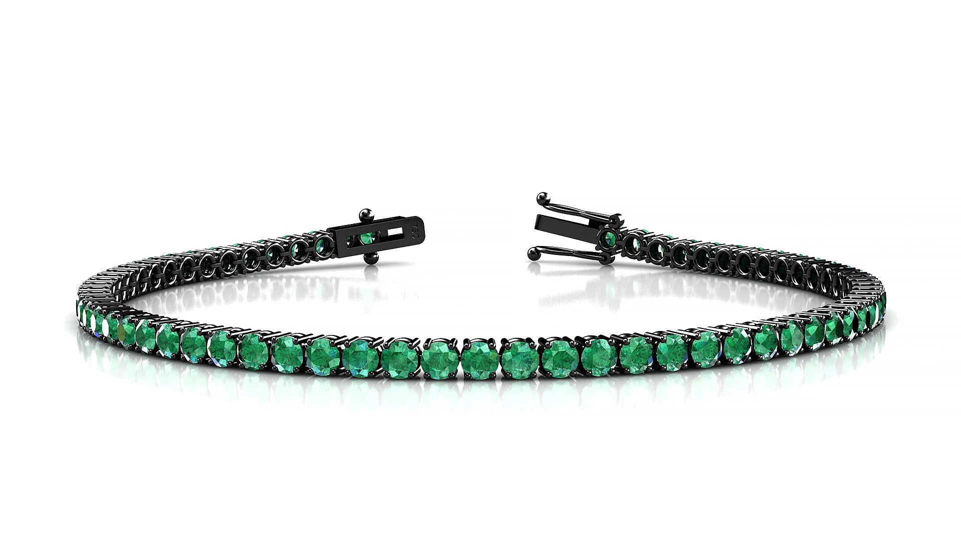 Capri | 18k Black Gold 2.5 mm Round Natural Emerald 16 cm Tennis Bracelet