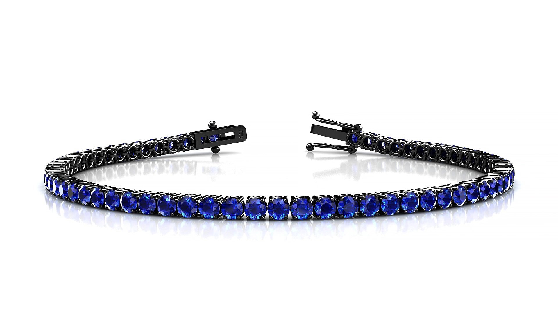 Capri | 18k Black Gold 2.5 mm Round Natural Sapphire 17 cm Tennis Bracelet