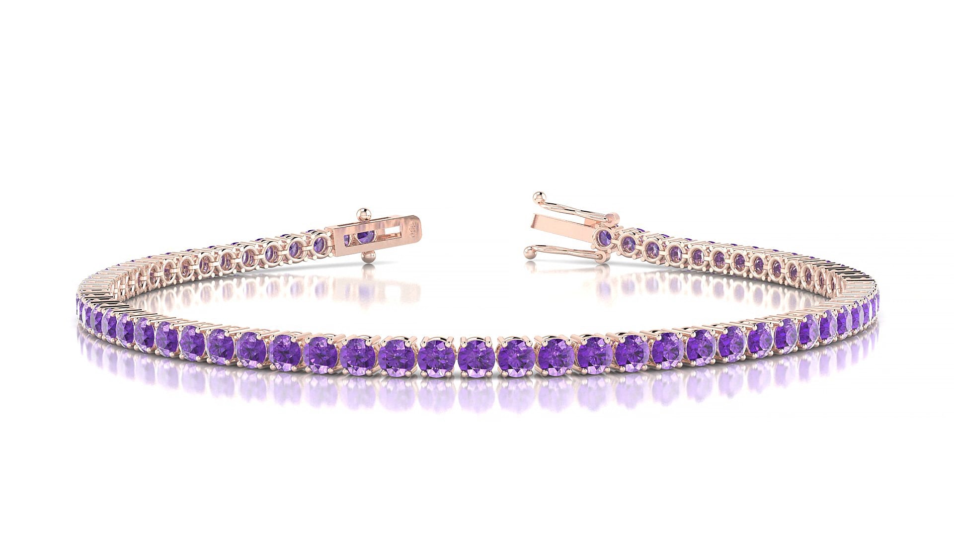 Capri | 18k Rose Gold 2.5 mm Round Natural Amethyst 15 cm Tennis Bracelet