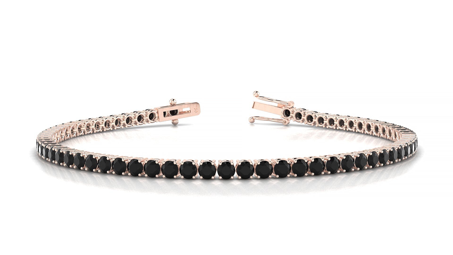 Capri | 18k Rose Gold 2.5 mm Round Natural Black Diamond Tennis Bracelet