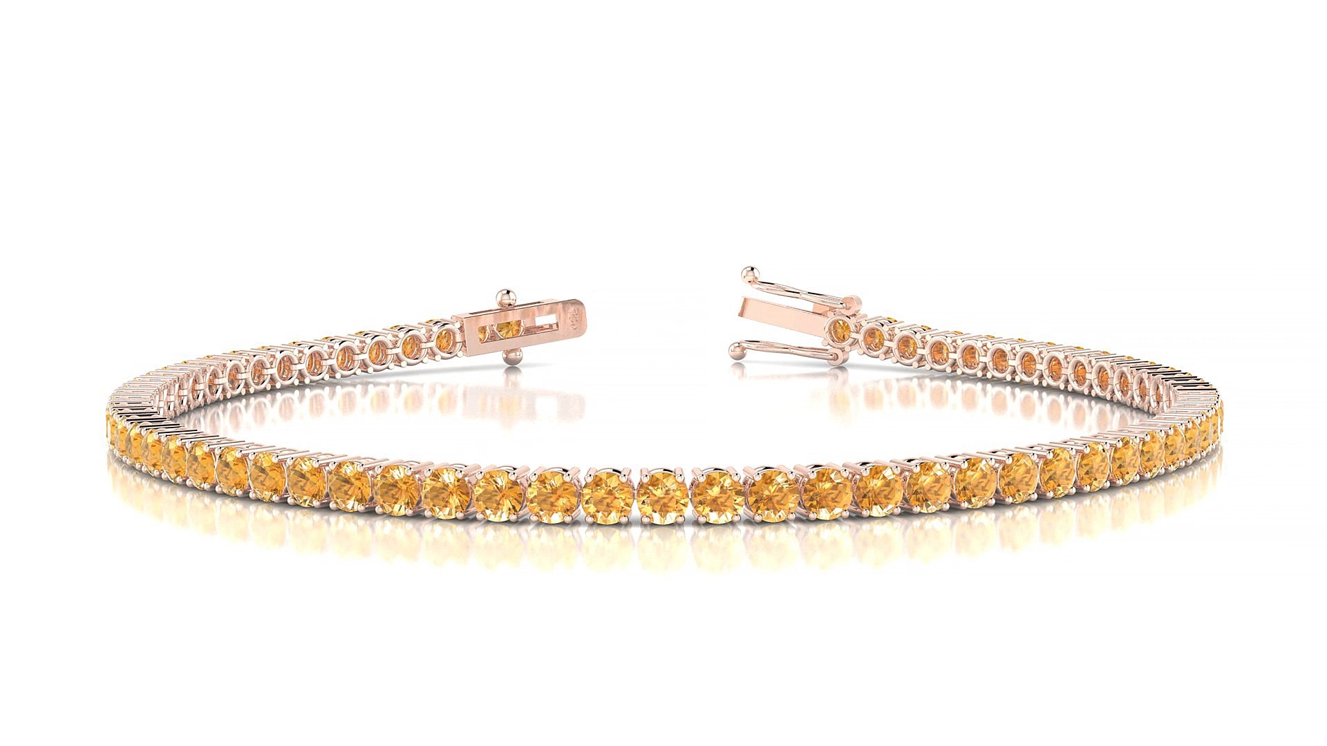 Capri | 18k Rose Gold 2.5 mm Round Natural Citrine 15 cm Tennis Bracelet