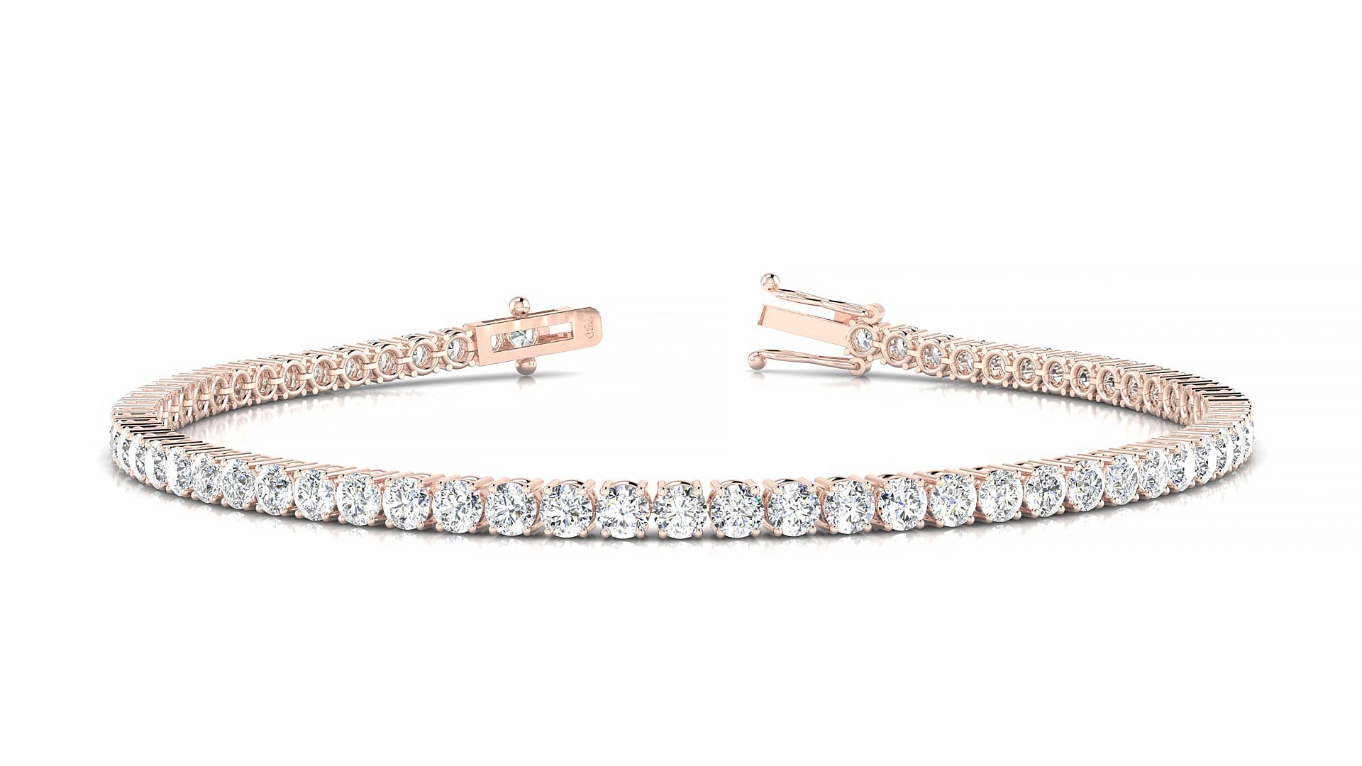Capri | 18k Rose Gold 2.5 mm Round Natural Diamond 17 cm Tennis Bracelet