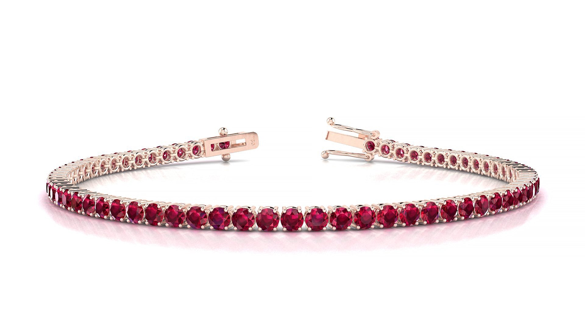 Capri | 18k Rose Gold 2.5 mm Round Natural Ruby Tennis Bracelet