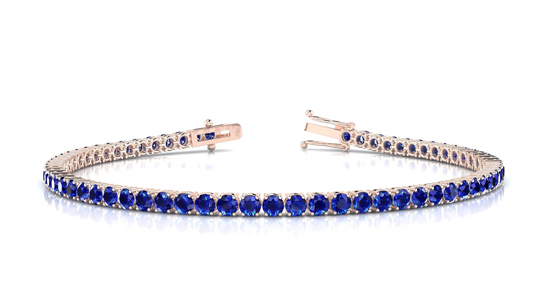 Capri | 18k Rose Gold 2.5 mm Round Natural Sapphire 17 cm Tennis Bracelet
