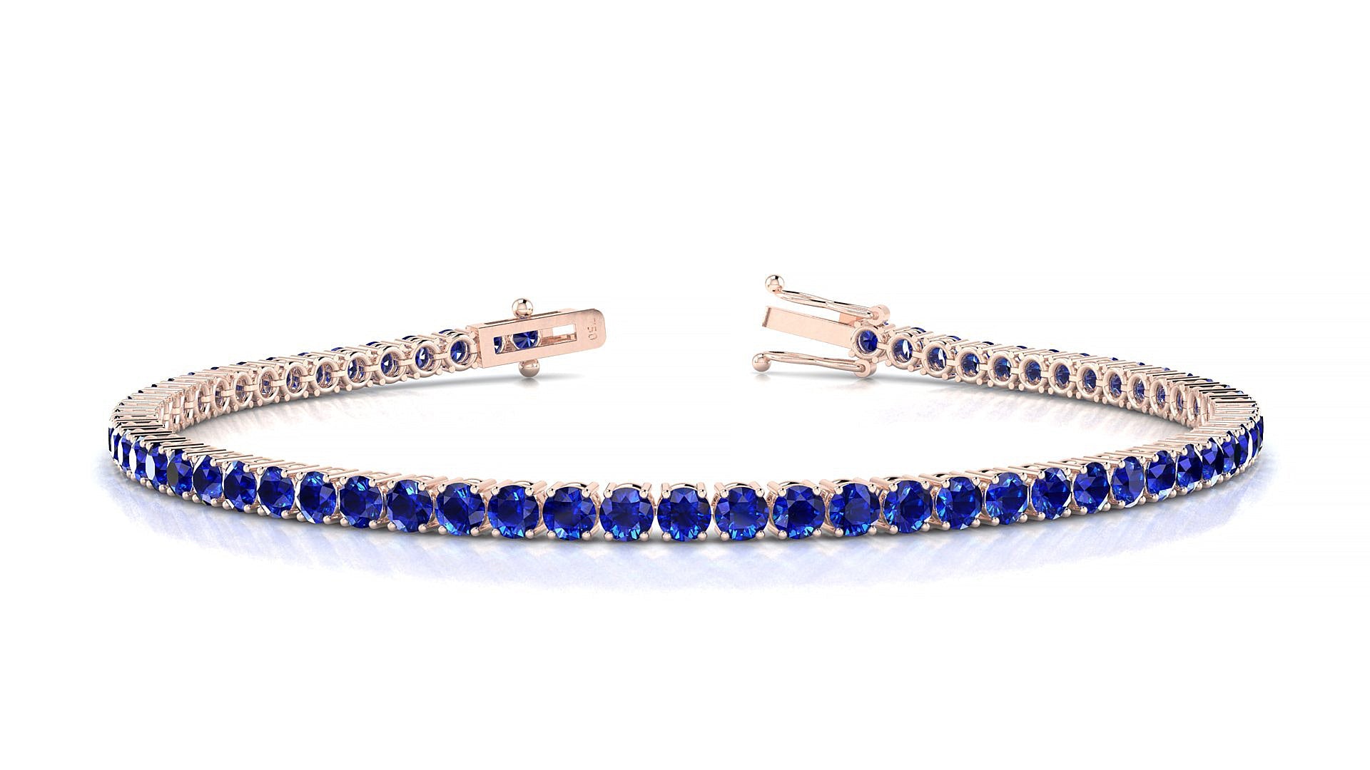 Capri | 18k Rose Gold 2.5 mm Round Natural Sapphire Tennis Bracelet