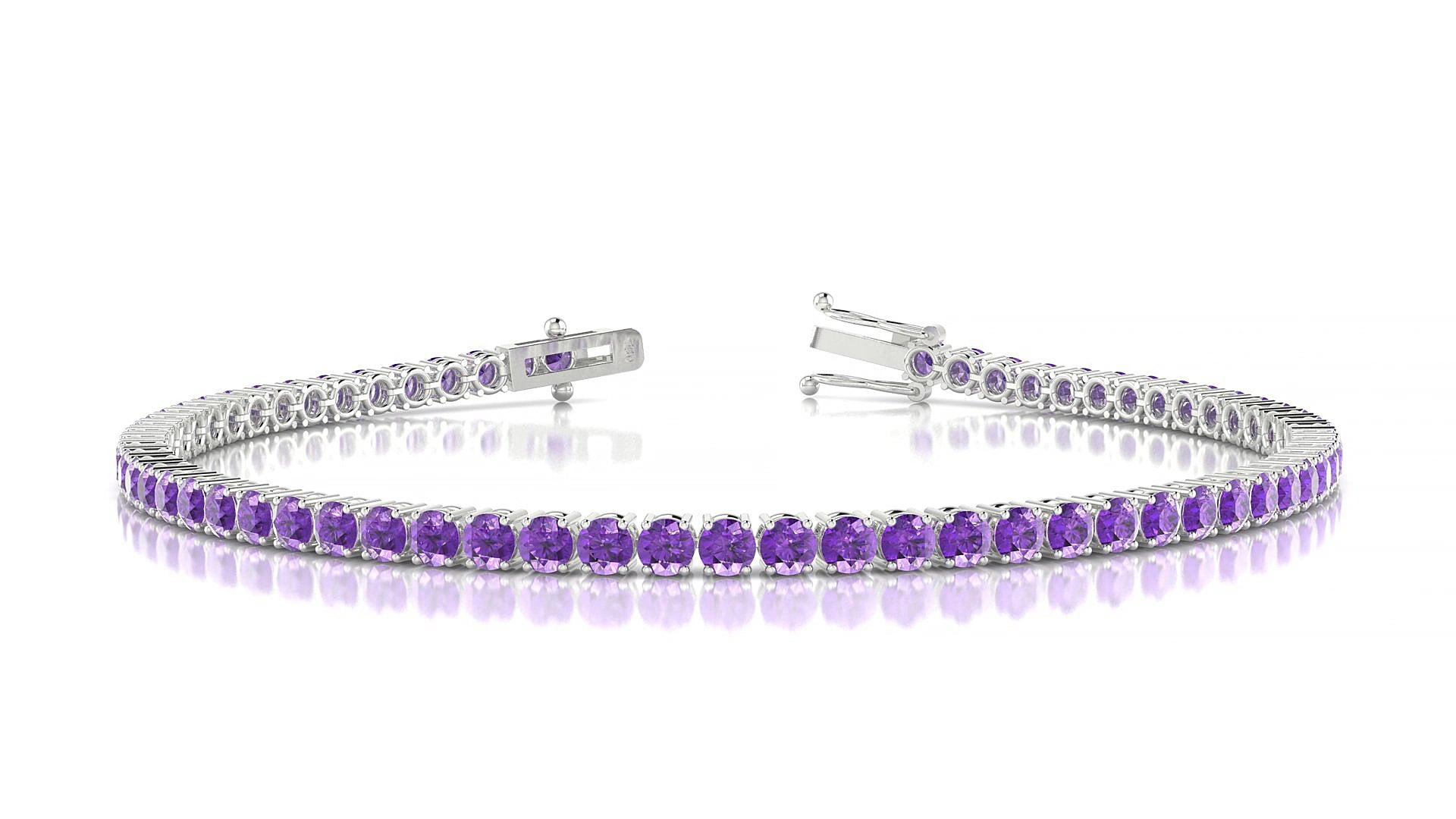 Capri | 18k White Gold 2.5 mm Round Natural Amethyst 18 cm Tennis Bracelet