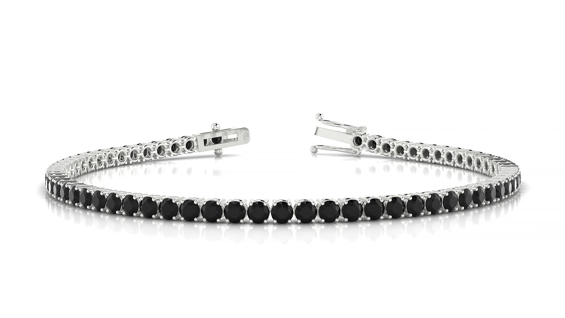 Capri | 18k White Gold 2.5 mm Round Natural Black Diamond 15 cm Tennis Bracelet