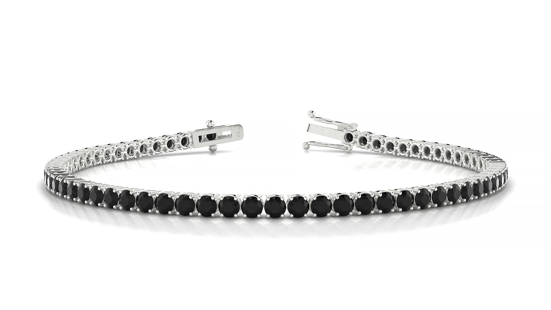 Capri | 18k White Gold 2.5 mm Round Natural Black Diamond Tennis Bracelet