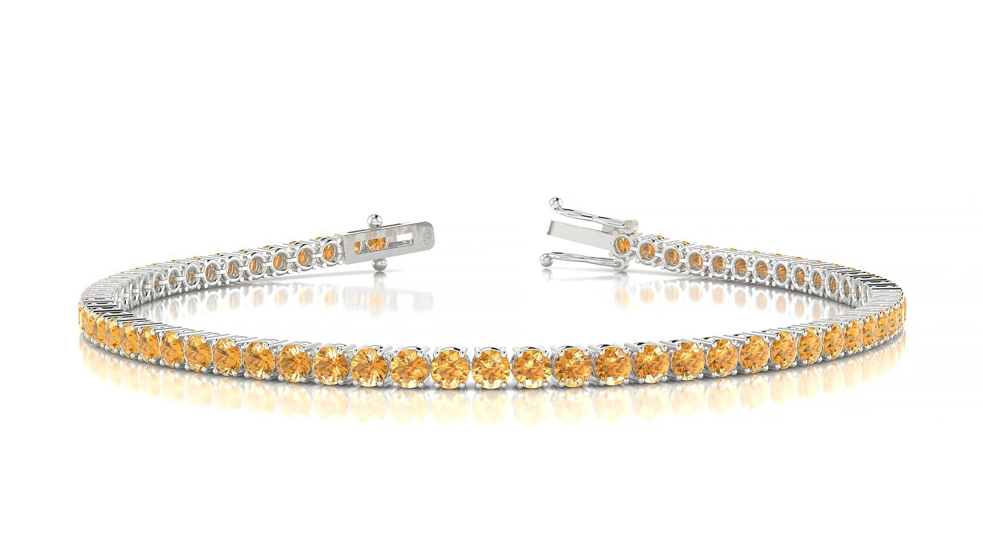 Capri | 18k White Gold 2.5 mm Round Natural Citrine 16 cm Tennis Bracelet