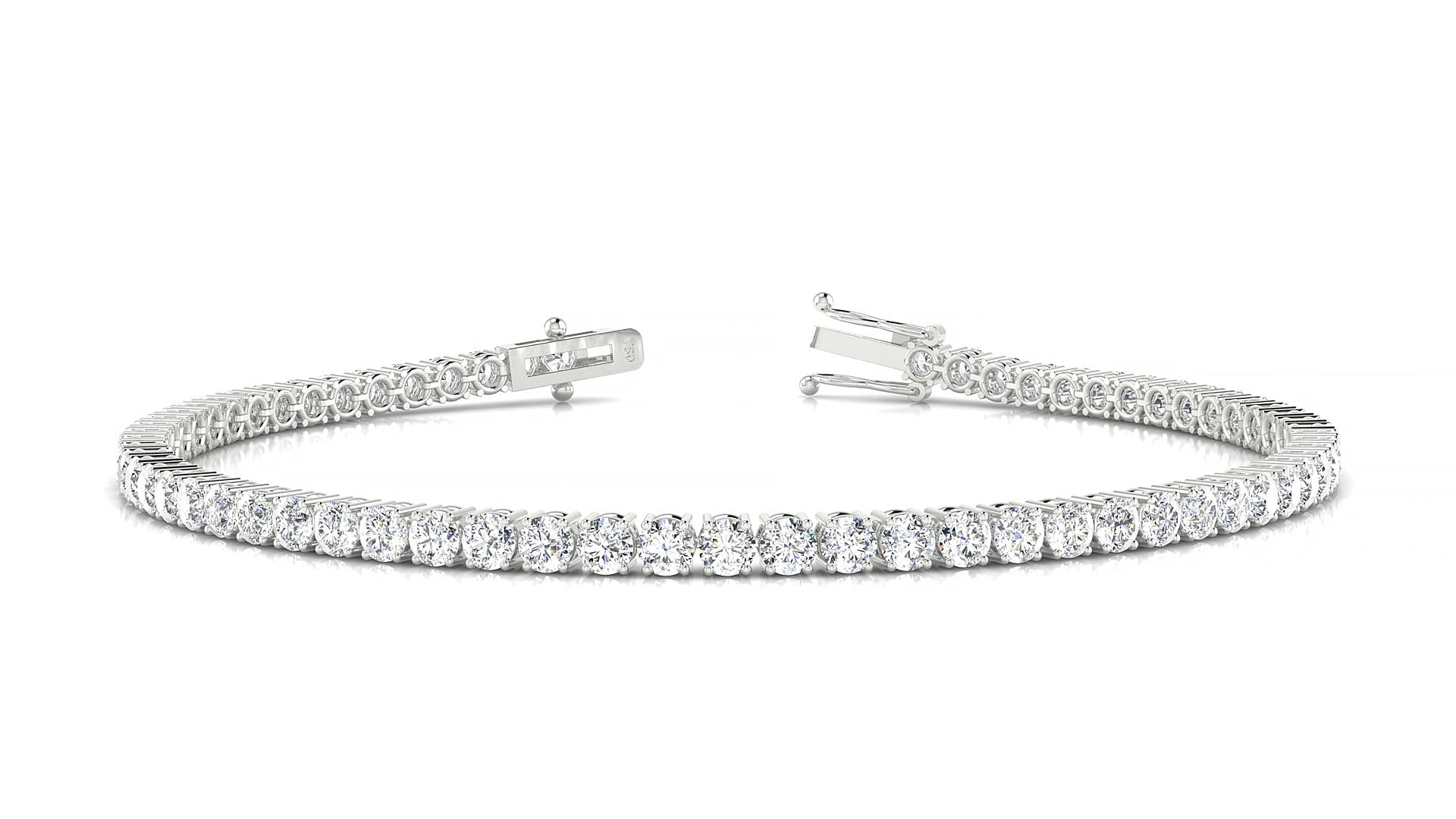 Capri | 18k White Gold 2.5 mm Round Natural Diamond 15 cm Tennis Bracelet