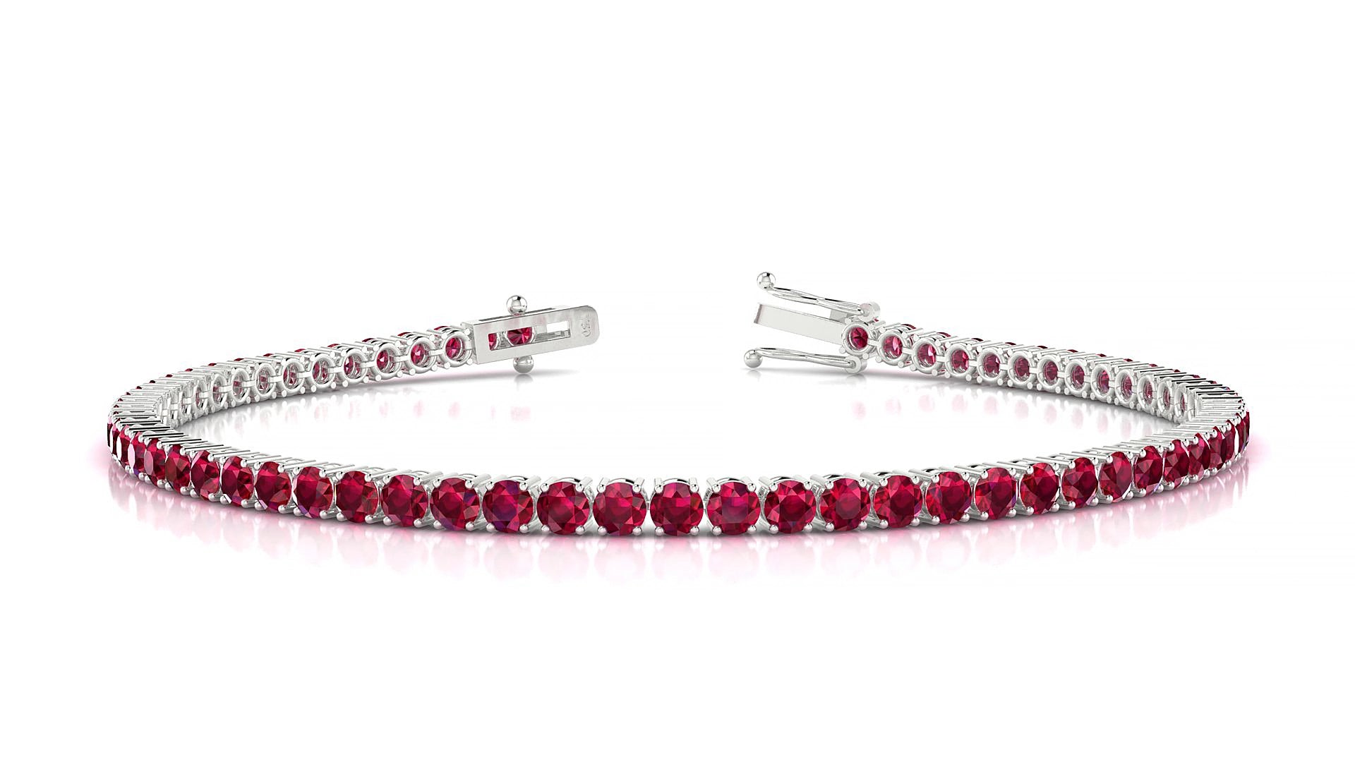 Capri | 18k White Gold 2.5 mm Round Natural Ruby 17 cm Tennis Bracelet