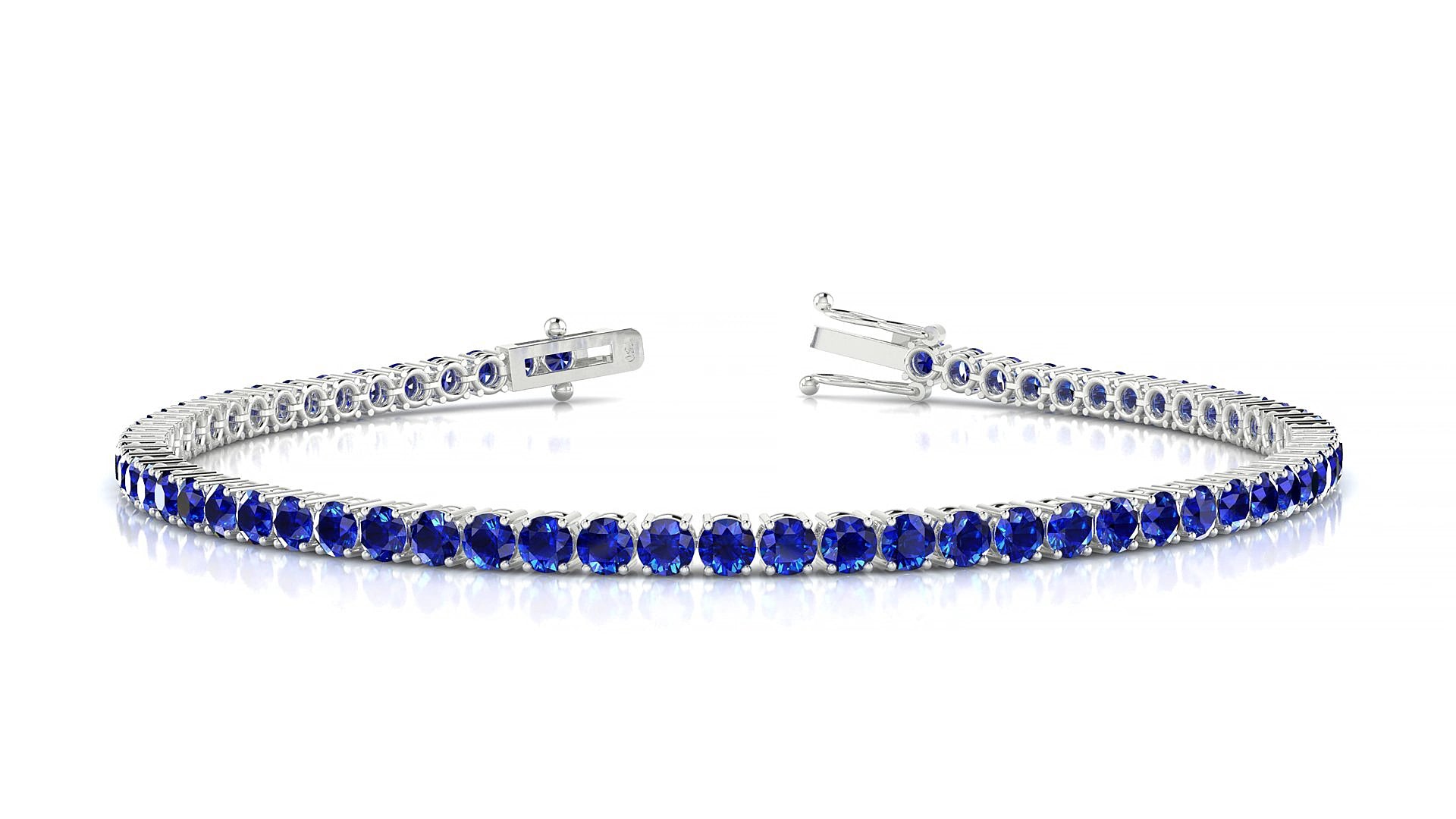 Capri | 18k White Gold 2.5 mm Round Natural Sapphire 15 cm Tennis Bracelet
