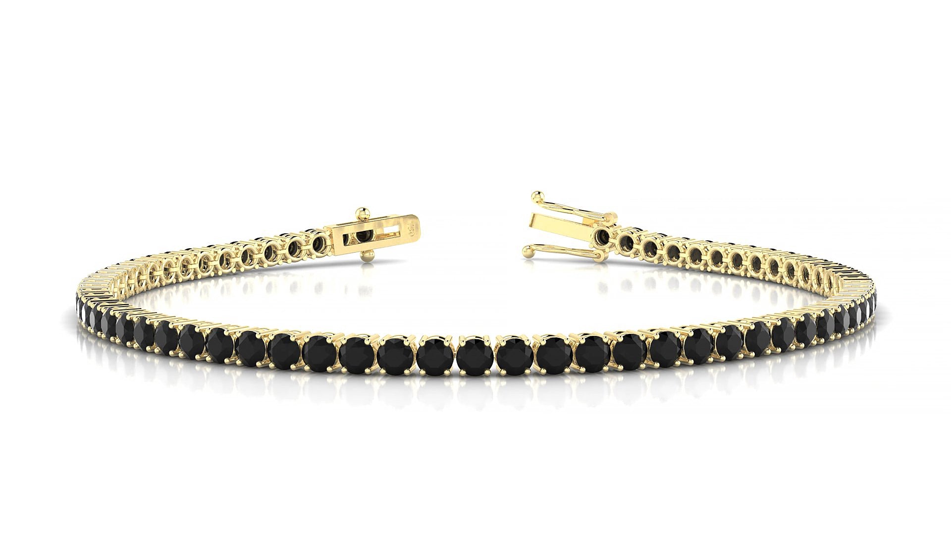 Capri | 18k Yellow Gold 2.5 mm Round Natural Black Diamond 15 cm Tennis Bracelet