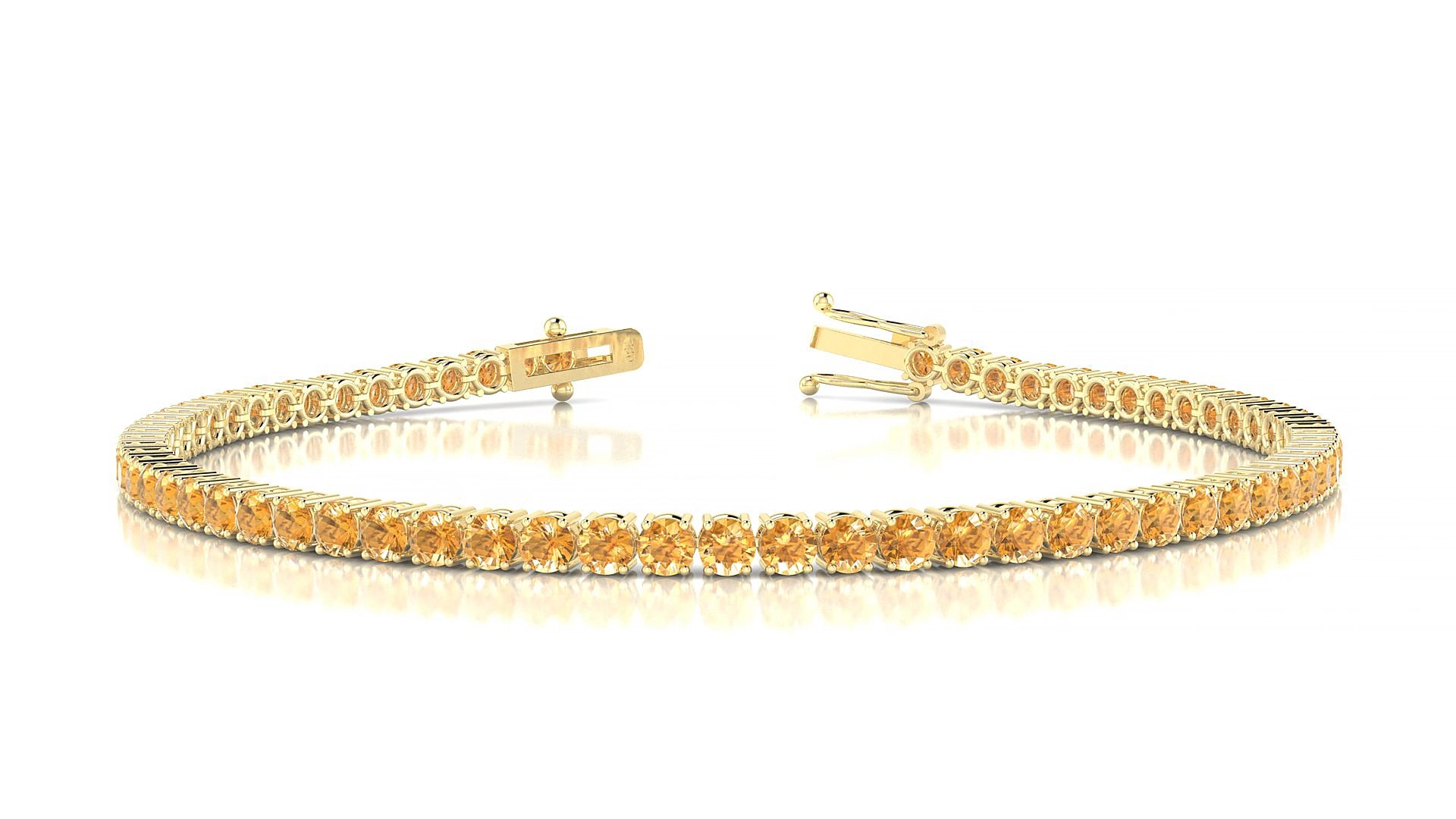 Capri | 18k Yellow Gold 2.5 mm Round Natural Citrine 15 cm Tennis Bracelet