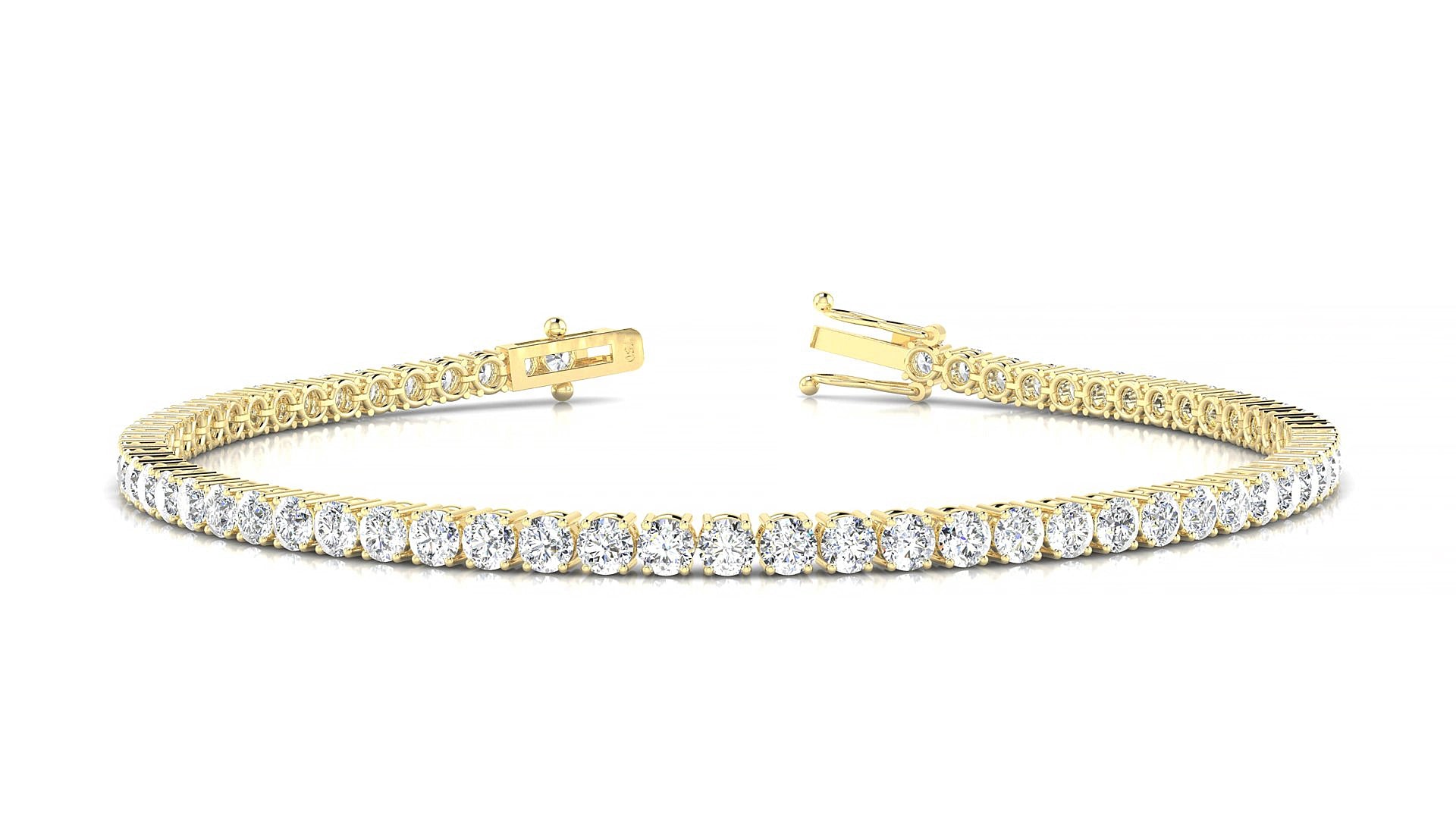 Capri | 18k Yellow Gold 2.5 mm Round Natural Diamond 19 cm Tennis Bracelet