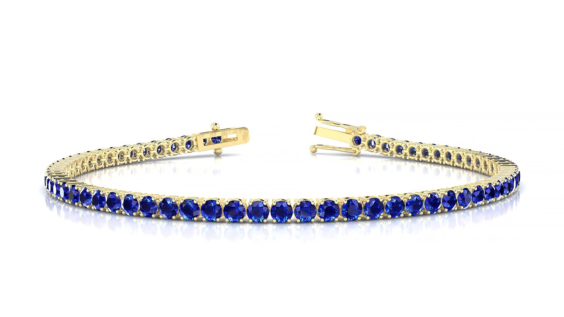 Capri | 18k Yellow Gold 2.5 mm Round Natural Sapphire 15 cm Tennis Bracelet