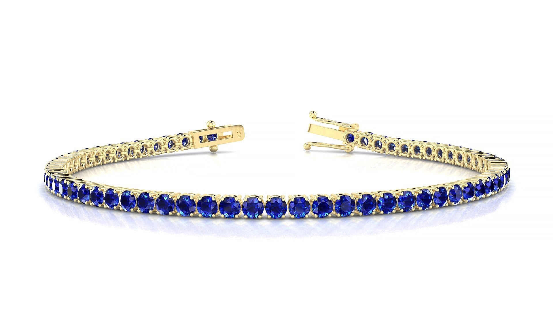 Capri | 18k Yellow Gold 2.5 mm Round Natural Sapphire Tennis Bracelet