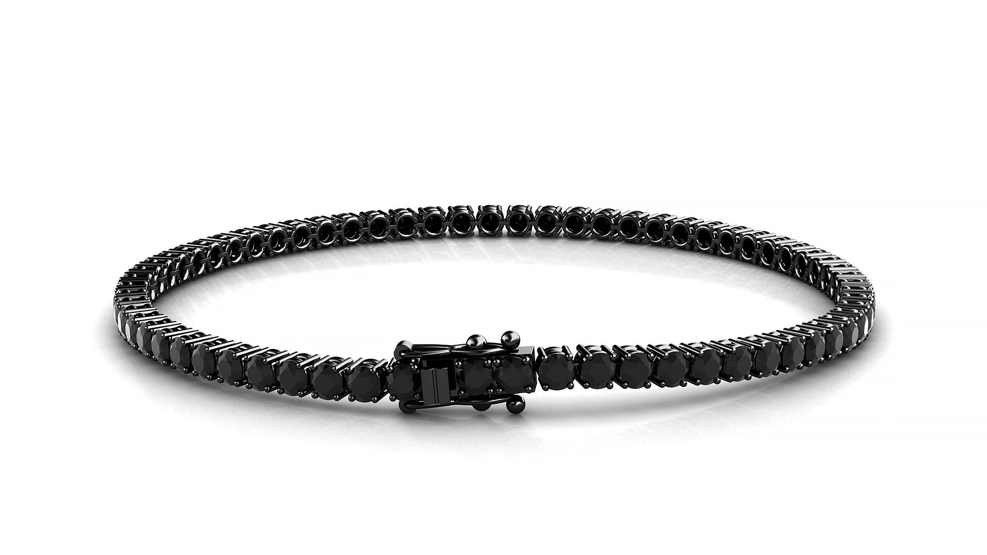 Capri | 18k Black Gold 2.5 mm Round Natural Black Diamond 20 cm Tennis Bracelet