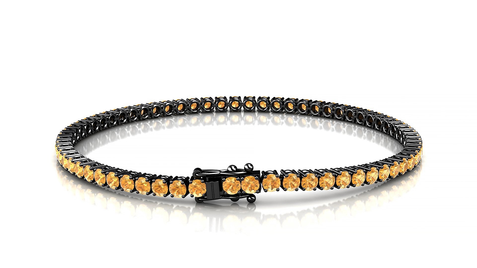 Capri | 18k Black Gold 2.5 mm Round Natural Citrine 15 cm Tennis Bracelet